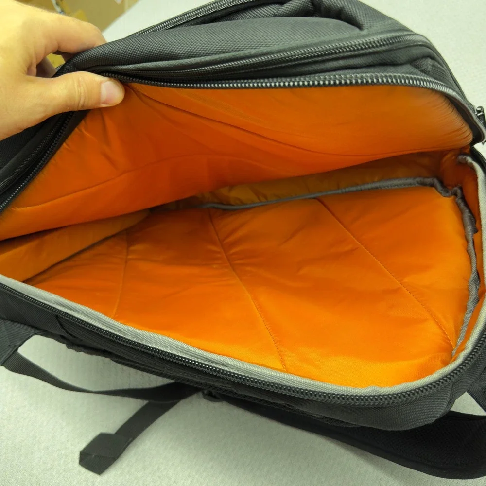 eBags Professional Slim Laptop Backpack Black Orange Nylon Travel Bag Pockets